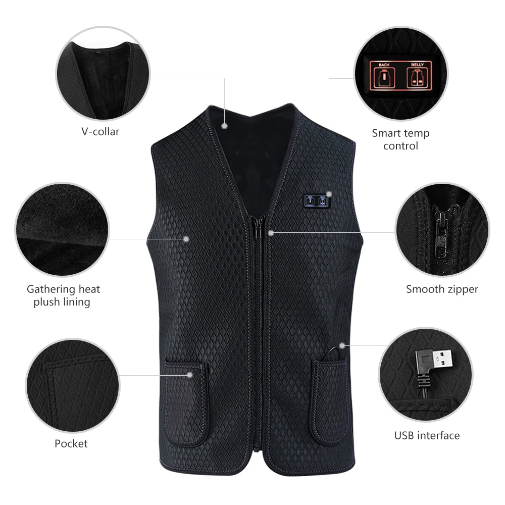 Жилет с подогревом для мужчин и женщин моющаяся жилетка теплая одежда 7 зонами
