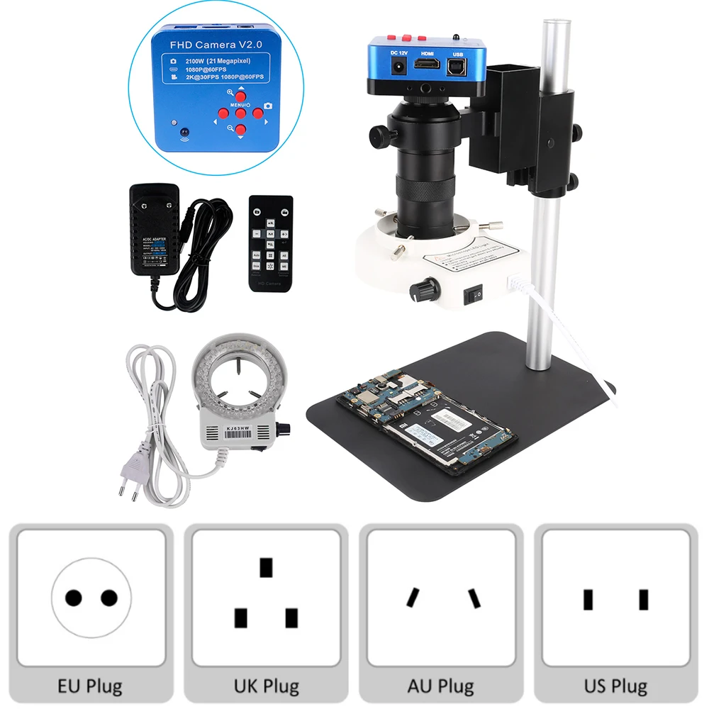 

Digital Electronic Video Microscope 38MP 2K 21MP 16MP Metal Bracket VGA HDMI-compatible USB Camera 130X Lens For Phone Repair