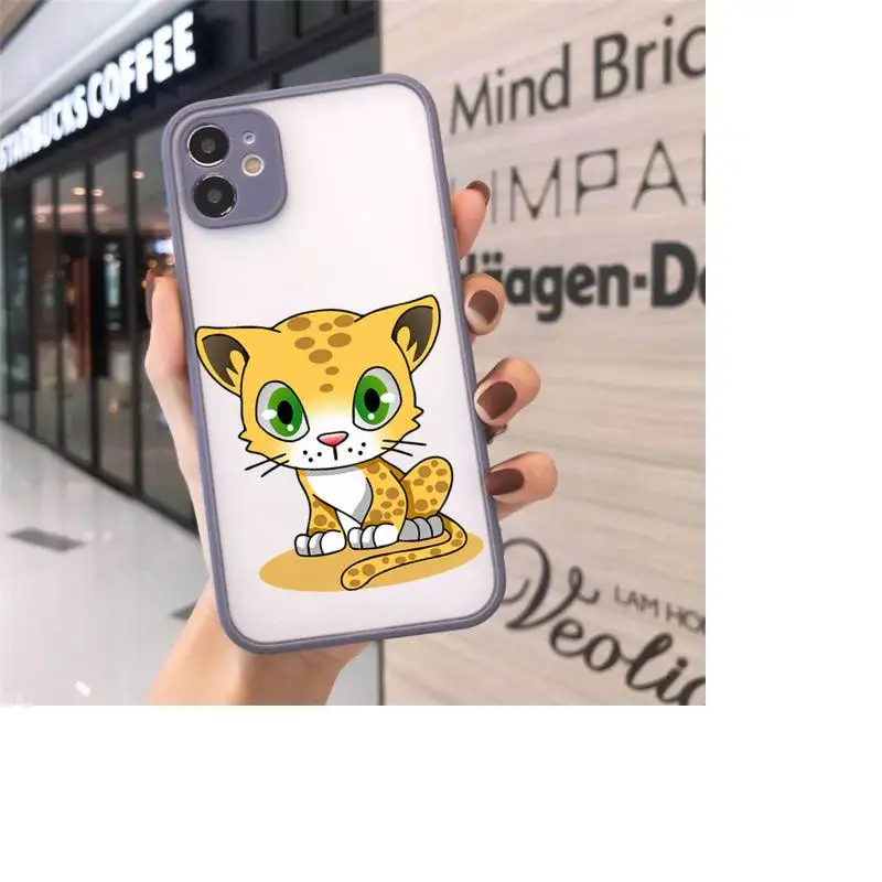 

Leopard cartoon cute Phone Cases matte transparent For iphone 7 8 11 12 plus mini x xs xr pro max cover