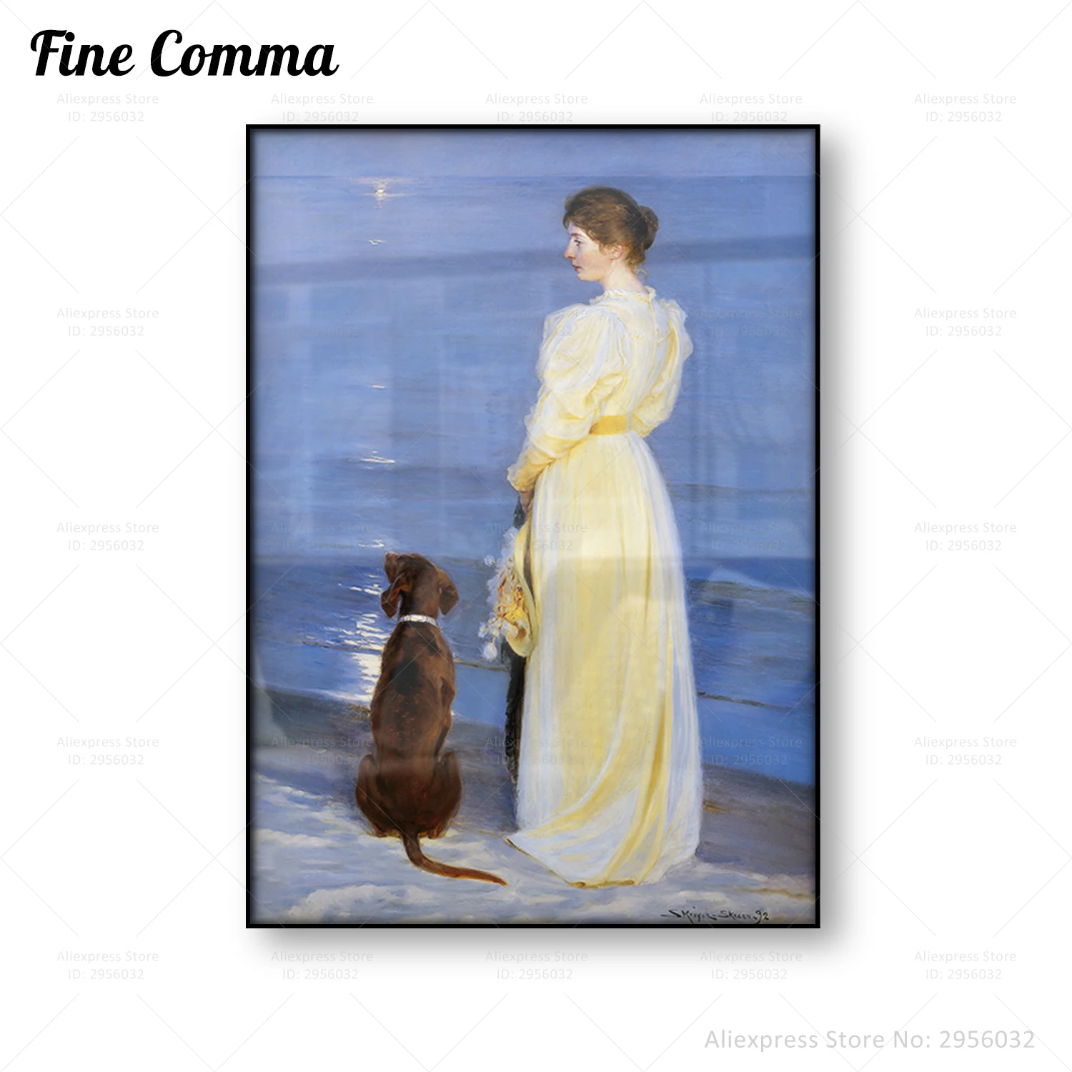 Винтажный постер на тему летнего вечера в Скаген Педер Северин кройер художественный Настенный декор с изображением жены художника и собаки на берегу