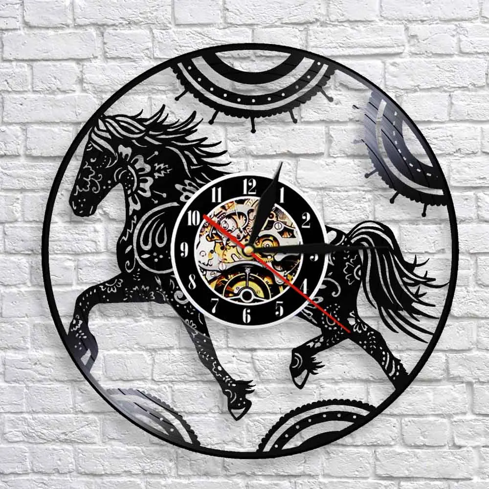 С цветочным принтом мандалой часы лошадь Мандала зентангл настенные