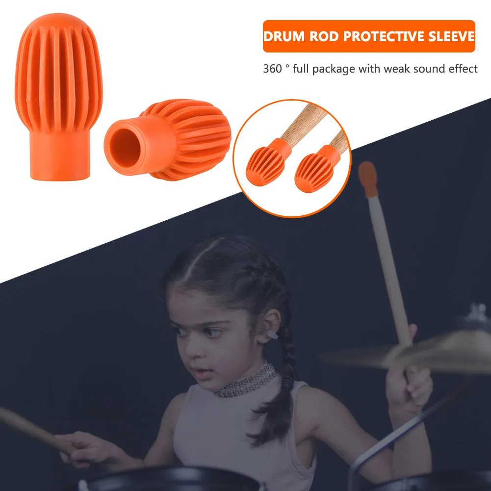 2pcs Portable Silicone Drum Stick Sleeve Caps Drumstick Practice Tips Mute Damper For Beginner Practicing | Спорт и развлечения