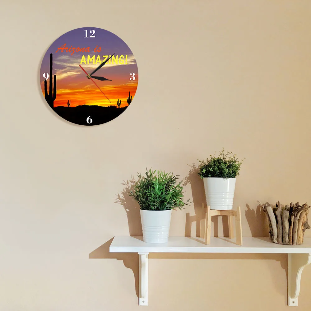 Аризона потрясающая большая Сагуаро кактус современные настенные часы пустыни