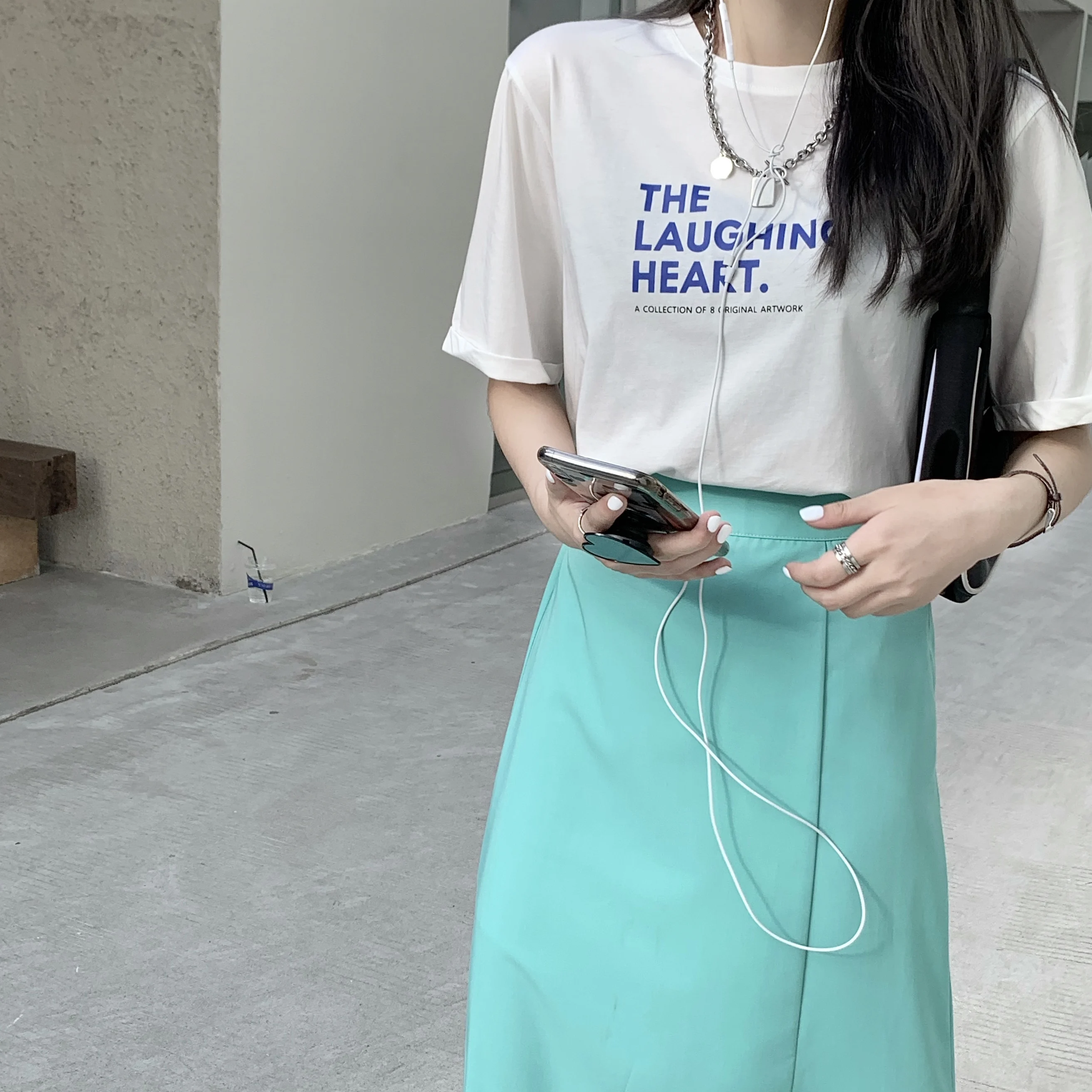 

FINEWORDS Korean Streetwear Elegant Long Green Skirts Womens Vintage Casual Summer Skirts Split Midi High Waist Harajuku Skirt