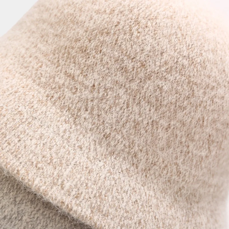 

Ins Same Angora Rabbit Fur Fisherman Hat Ladies Autumn Winter Bucket Hat Women Outdoor Windproof Sun Hat Foldable Panama Bob Hat