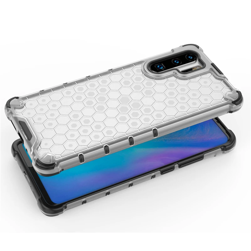 Beehive Pattern Case For Huawei P30 Lite Pro Honeycomb Transparent Airbag Shockproof Cover Nova 5i Mate 20 30 hard |