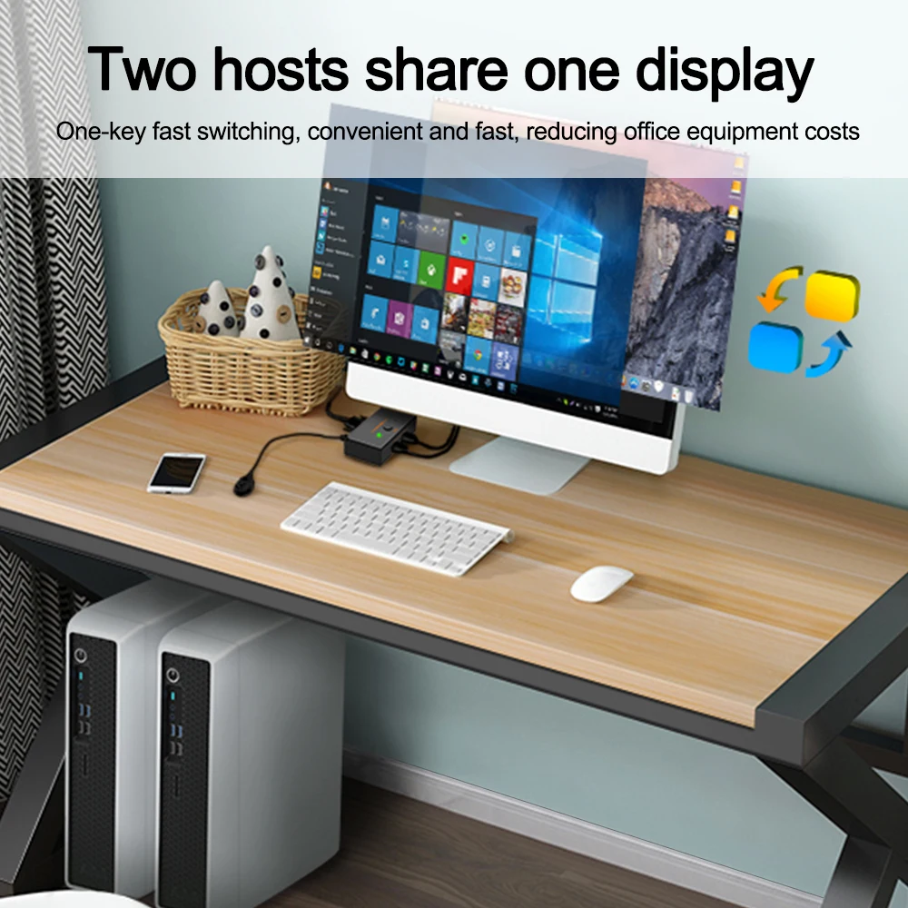 Rocketek 2-портовый KVM-переключатель 4 USB 2.0 DVI 1080P сплиттер принтер мышь клавиатура