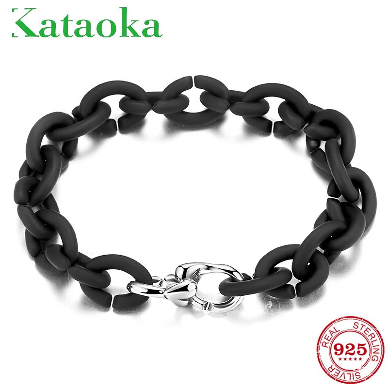 Высококачественный мужской браслет с бусинами черные жесткие резиновые