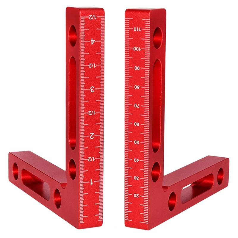 

2 Pcs Aluminium Alloy 90 Degree Positioning Squares Right Angle Clamps Woodworking Carpenter Tool Corner Clamping Square