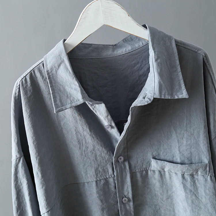 Модные свободные однотонные женские рубашки Blusas Mujer De Moda Весна Осень Новые темно-зеленые женские блузки с длинным рукавом Топы 6720 50