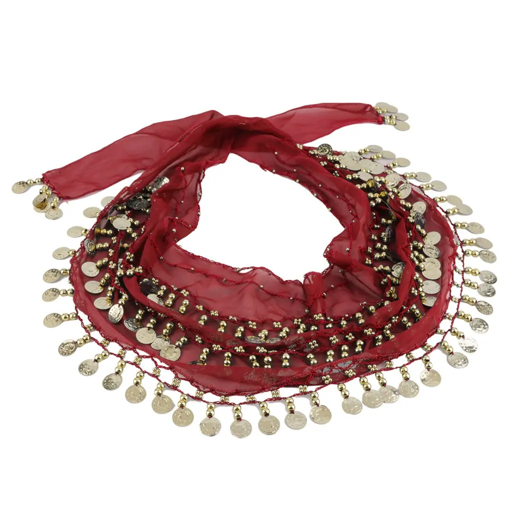 3 ряда 128 золотые монеты костюм для танца живота шарф на бедрах юбка пояс