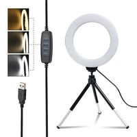 sh 16cm 6 inch ring light with tripod stand usb charge selfie led lamp dimmable photography light for photo photography studio