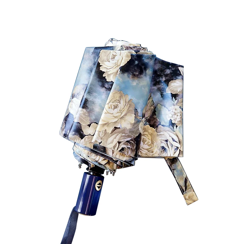 

Retro automatic umbrella folding vinyl sun umbrella sun protection and UV protection portable rain and sunshine