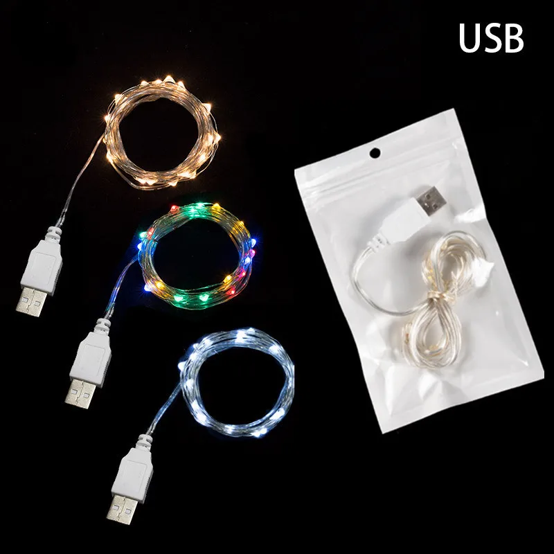 

2M/5M/10M LED Light String Silver Wire USB Home Garden Waterproof Fairy Light Christmas Party Garland Decoration Light String