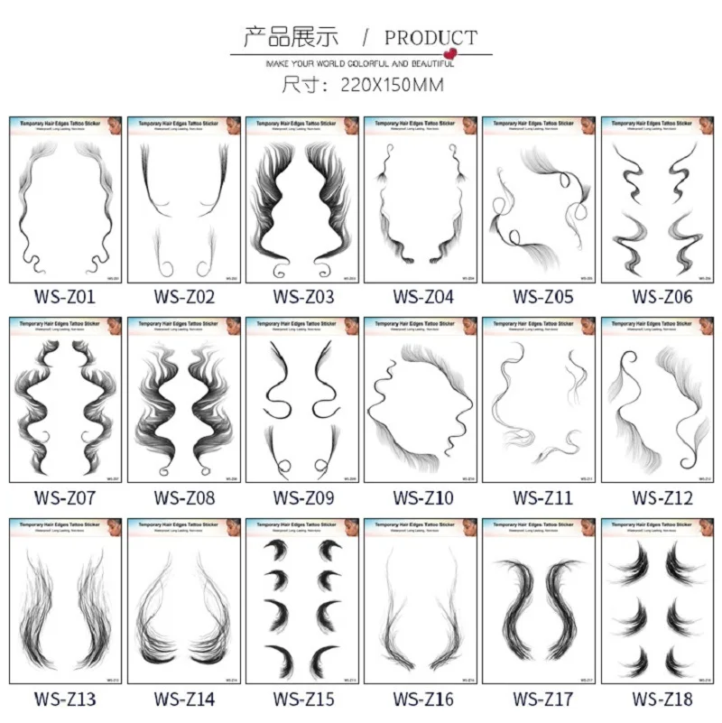 

Baby Hair Tattoo Stickers Edge Curly Hair for Ladies,Tattoos with Bangs DIY Fashion Hairstyling Makeup Tool Long-Lasting