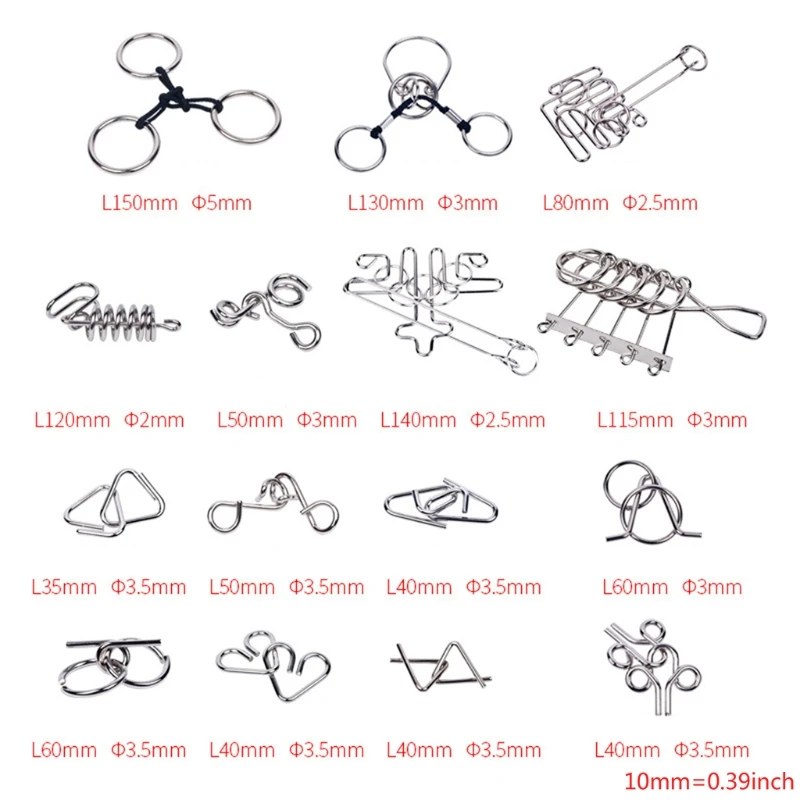 

Butebuy 30 Pcs Metal Wire Puzzle Set IQ Mind Brain Teaser Link Unlock Interlock Game Gifts for Kids Eeducational Adults Challen