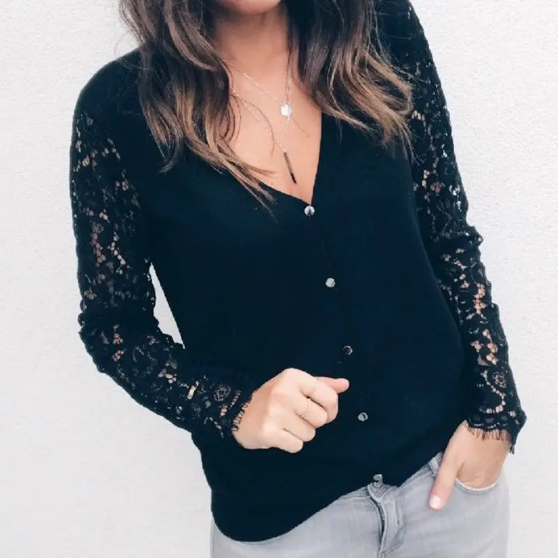 

Women's Loose Long Sleeve V-Neck Shirt Tops Fashion Casual Ladies Blouse