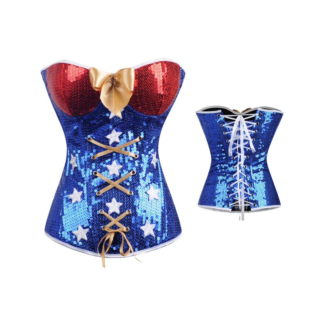 Женский Блестящий корсет пластиковый бюстье с косточками нижнее белье на