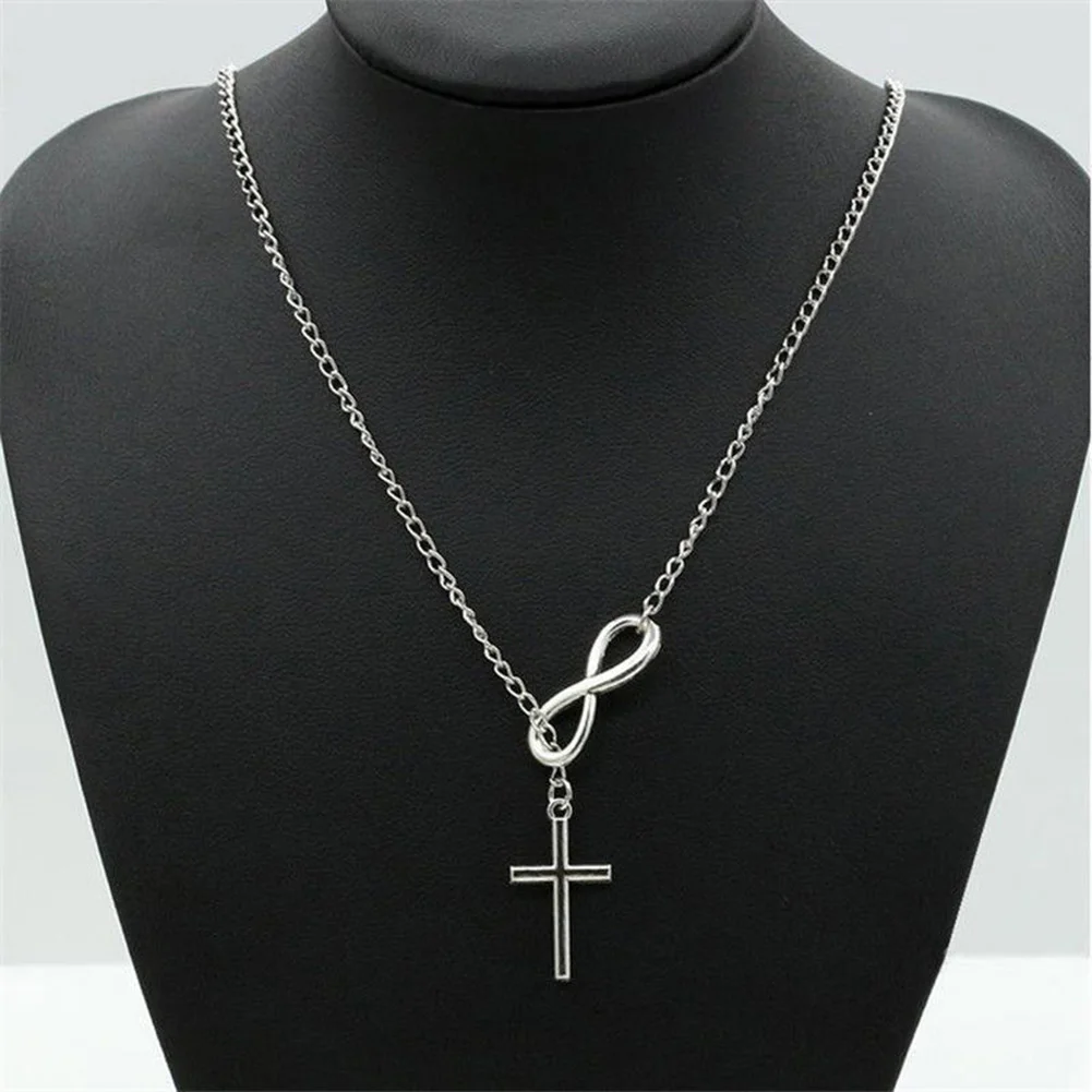 

Simple Lucky Number 8 Cross Short Necklace 1PC Infinity Charm Cross Pendant For Women Girls Trendy Jewelry Necklace Gift