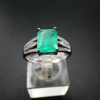 engagement 925 sterling silver jewelry 7x8mm emerald tourmaline ring silver