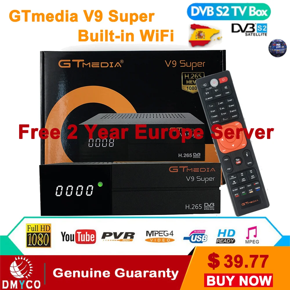 Бесплатная 2 года Европейский сервер GTmedia V9 Супер Спутниковый ресивер DVB S2 Full HD