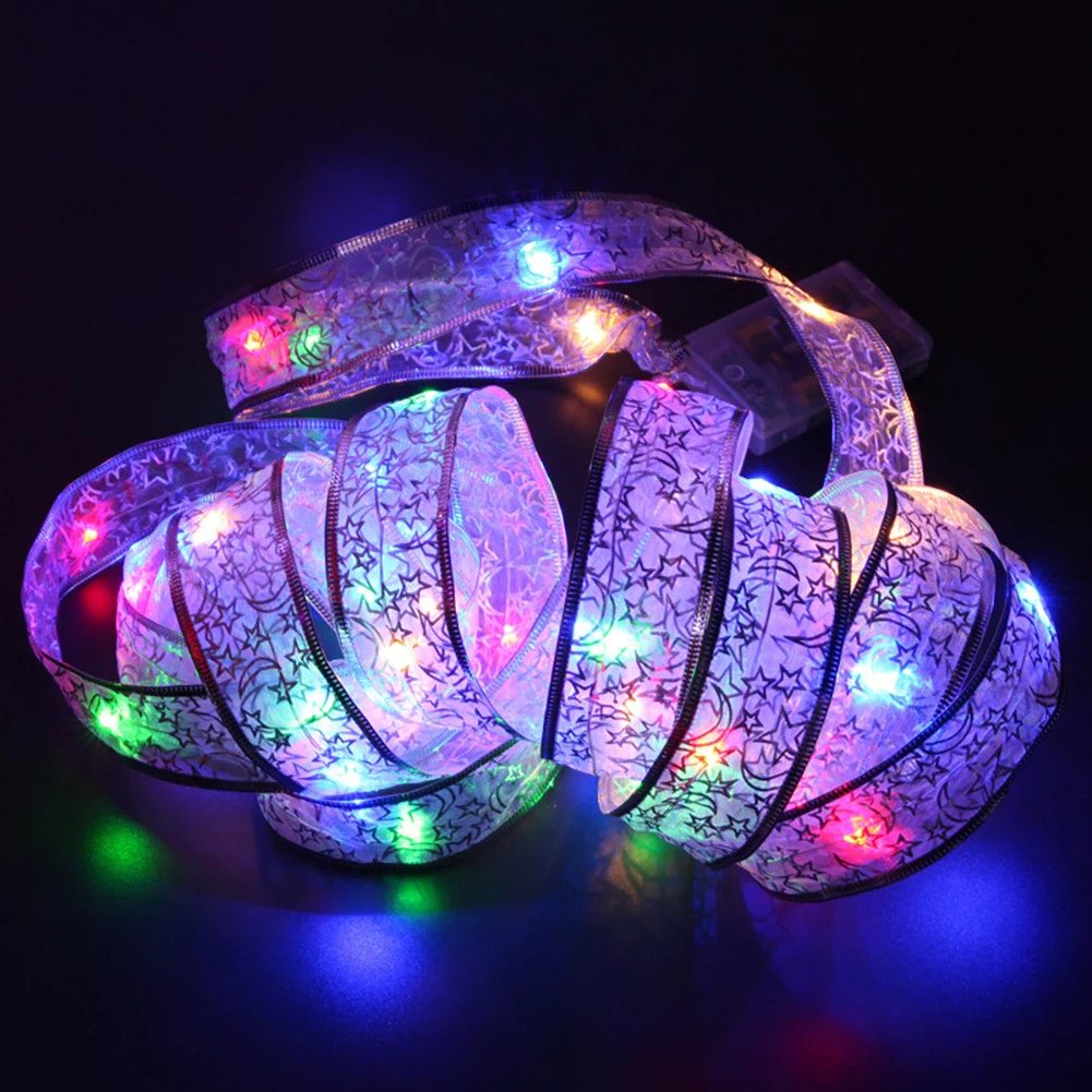

4M New Christmas Ribbon With Light strip For Christmas Tree Decorations 2022 New Year Wedding Home Decorations Birthday party