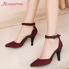 Женские туфли-лодочки с острым носком, на высоком каблуке, с пряжкой, лето 2020