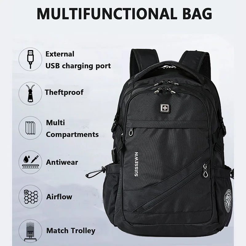 Швейцарский многофункциональный прочный рюкзак для 17-дюймового ноутбука