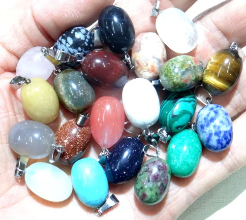 Natural stone Turquoises Quartz Crystal aventurine lapis tiger eye bead pendant for diy Jewelry making necklace Accessories24Pc | Украшения