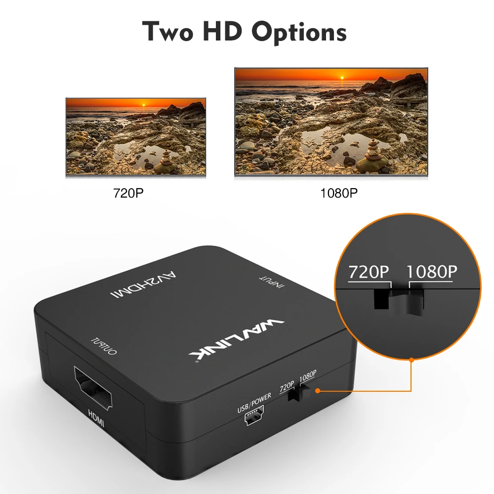 Wavlink RCA к HDMI конвертер 1080p 3RCA CVBS AV композитный видео аудио адаптер для ПК ноутбука