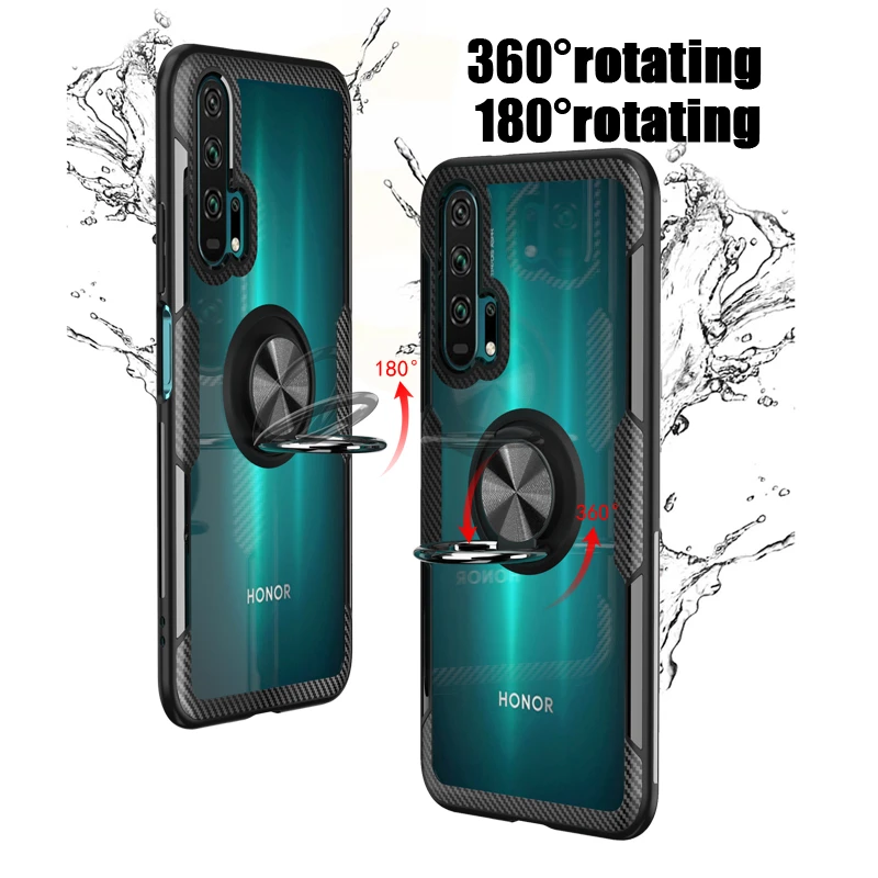 Чехол для Huawei P30 P20 40 Pro Lite Honor 20 Nova 5T Mate 10 8S 10i 8X прозрачный с кольцом-держателем -