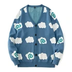 Мужской кардиган, свитера, Осенний Повседневный пуловер на пуговицах, с длинным рукавом, с рисунком из мультфильма, свитер в Корейском стиле, одежда для пары