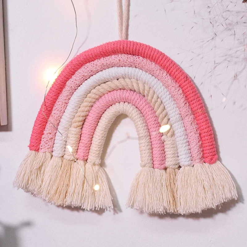 Macrame Rainbow Wall Hanging Decorative Colored Toy for Boho Home Decor Party Supplies Baby Shower Nursery Dorm Room | Игрушки и хобби