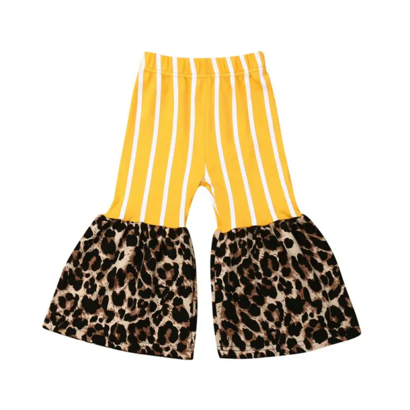 От 1 до 6 лет для маленьких девочек Брюки клеш Одежда в полоску Леопардовые