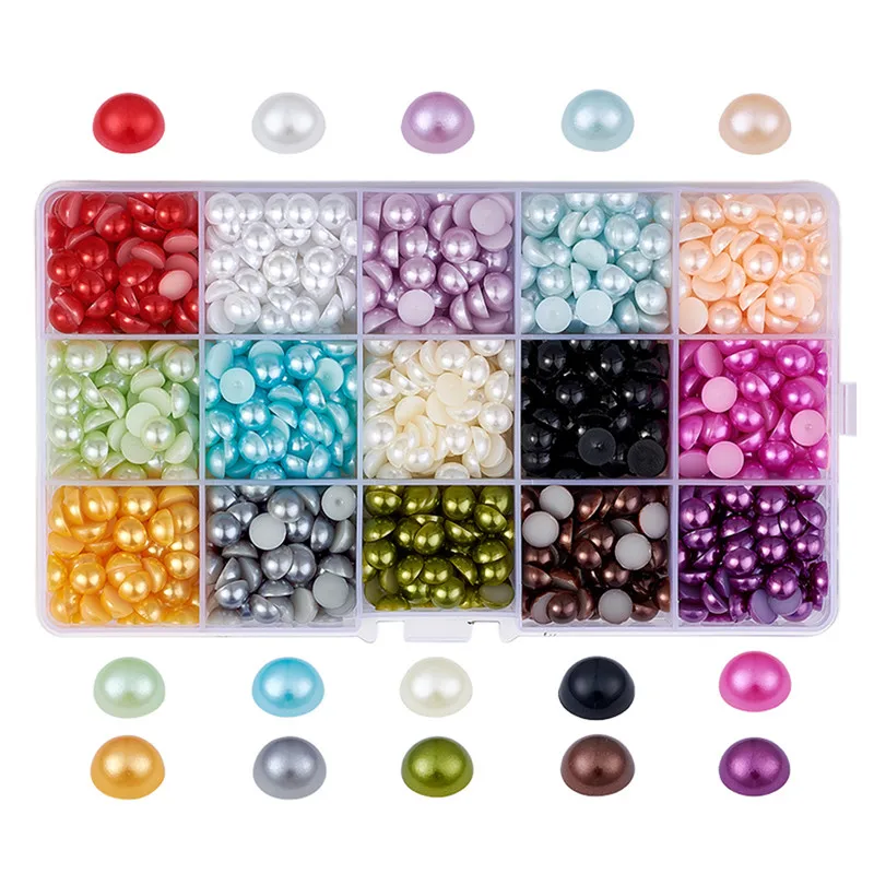 

4/6/8/10 mm Half Round ABS Mixed Color Imitation Pearl Acrylic Cabochons for Jewelry Making DIY Accessories Findings
