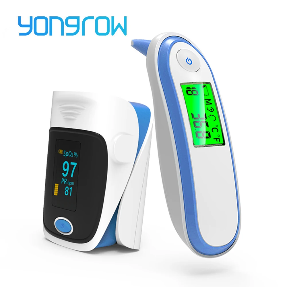 Yongrow, медицинский инфракрасный термометр для ухода за здоровьем, для детей и взрослых, ушной оксиметр, кончик пальца, SPO2, пульс, De Pulso De Dedo, lcd, цифровой, IRT1