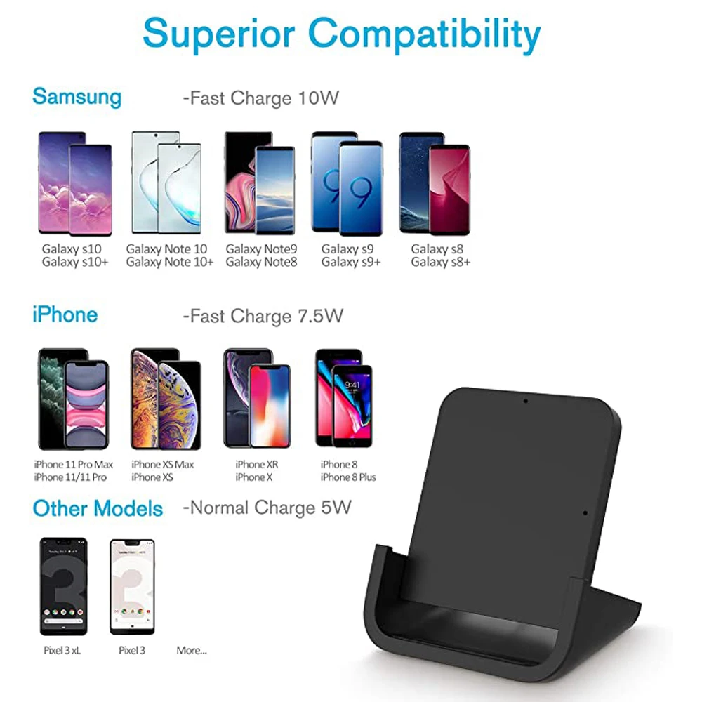 wireless charger wireless charging stand cordless charger qi certified 15w compatible with iphone 1212 pro mobile phone charger free global shipping