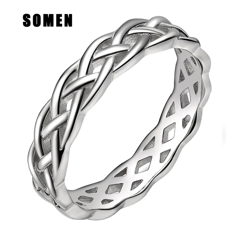 100% 925 пробы серебряные кольца Trinity Knot Eternity Band обручальные 4 мм совместимы с