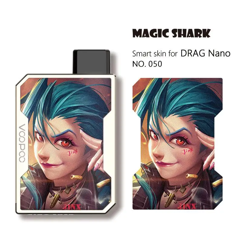 Волшебная Акула модная игра цветок Супер Saiyan лист Дракон шар Череп Джинкс Лига Легенд чехол наклейка пленка для кожи для Voopoo Drag Nano 041-050 - Цвет: 050
