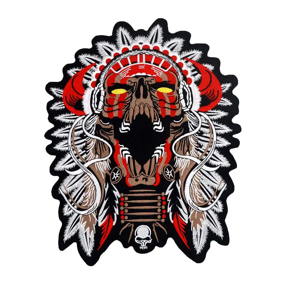 Japanese samurai mask skull Embroidered Sewing Label punk biker Patches Clothes Stickers Apparel Accessories Badge