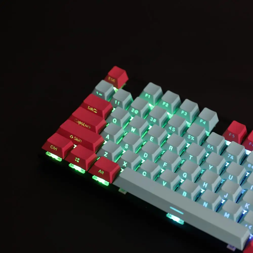 Черно-белые кнопки Майами PBT Double Shot 104 108 с боковым светом и прозрачной подсветкой