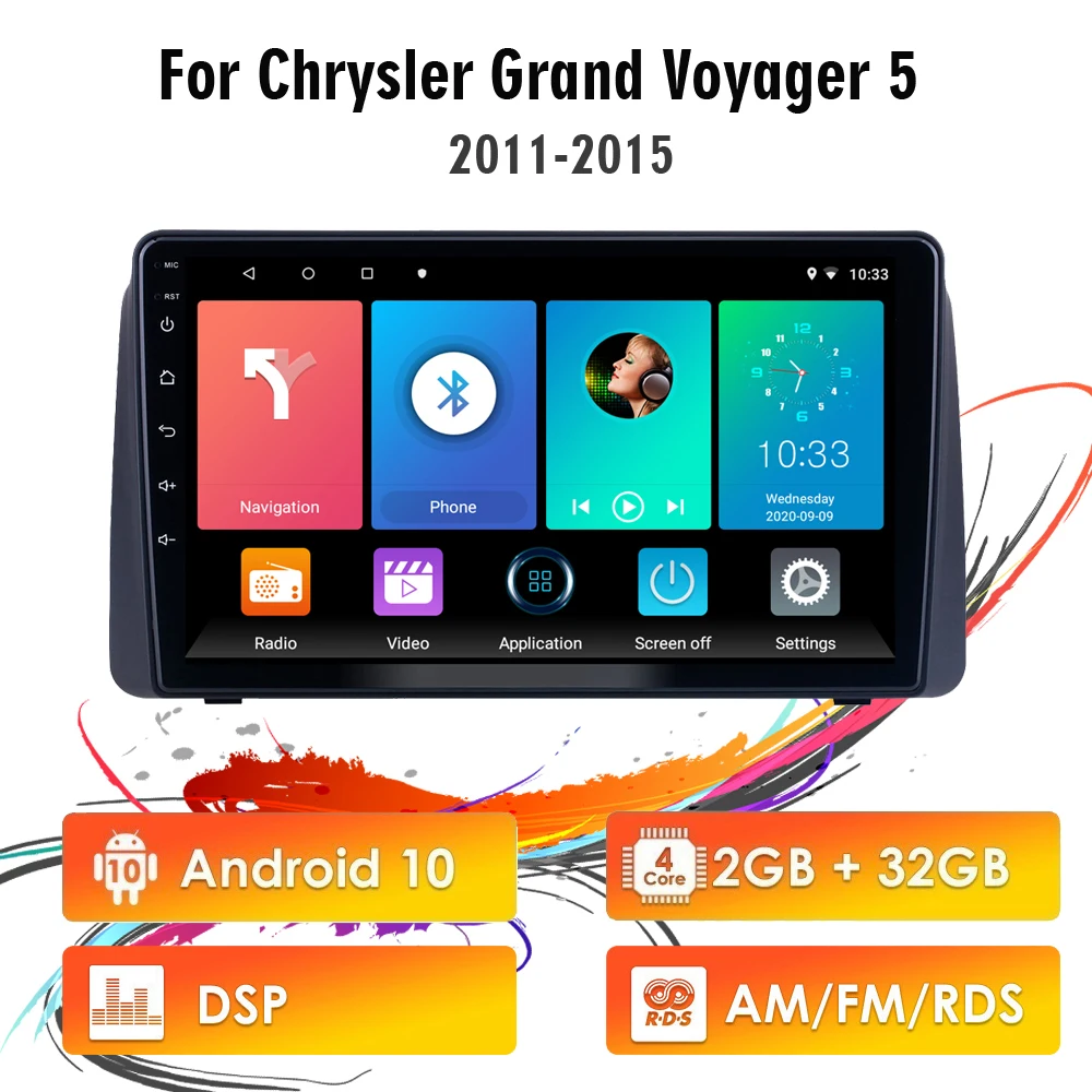 

Easteregg 9 дюймов 2 Din Android 10 RDS DSP автомобильное радио для Chrysler Grand Voyager 5 2011-2015 FM BT WIFI GPS навигация головное устройство