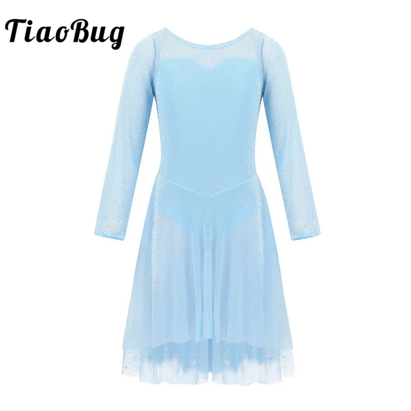 TiaoBug/Детское платье с длинными рукавами блестящая Снежинка тюль для девочек