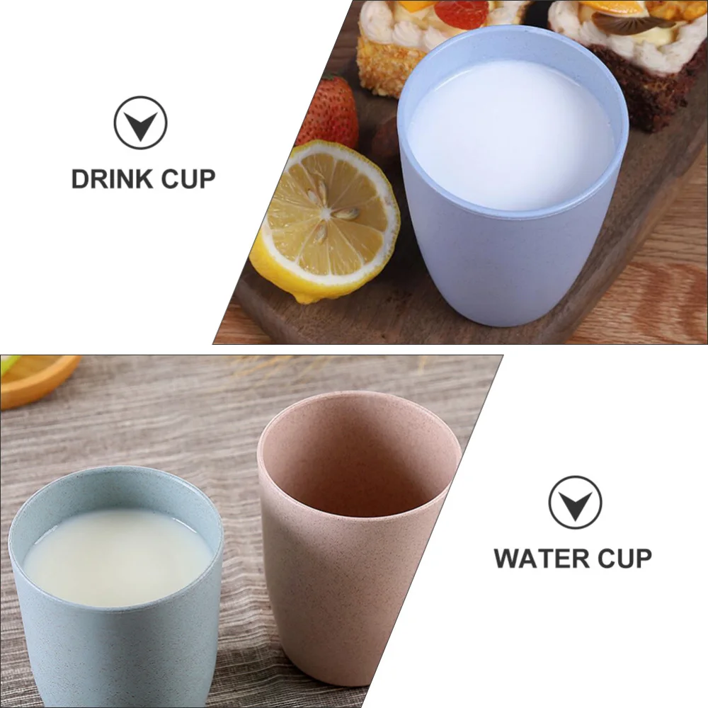 

5Pcs Drink Mugs Wheat Straw Coffee Mugs Beautiful Cups (Assorted Color)