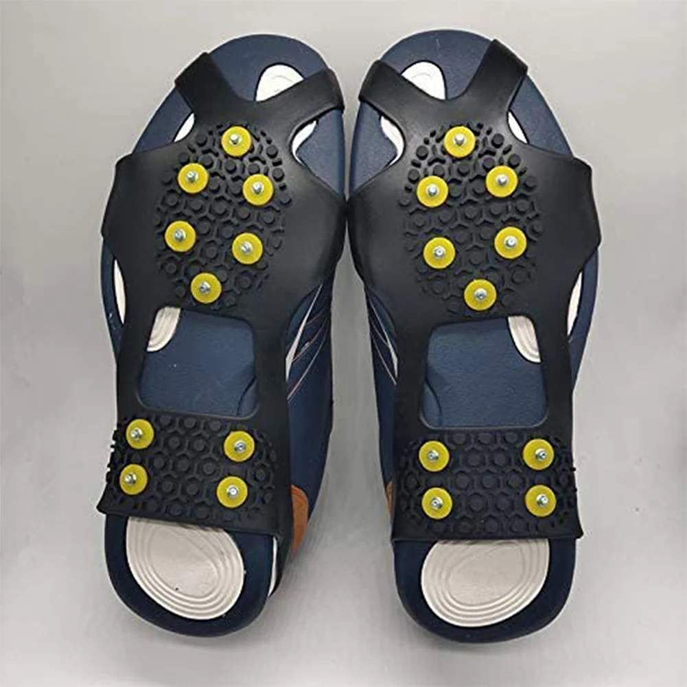 

1 Pair 10 Teeth Ice Claws with Storage Bag Outdoor Non-Slip Climbing Hiking Snow Ice Gripper Spike Shoes Crampons Boots Climbing