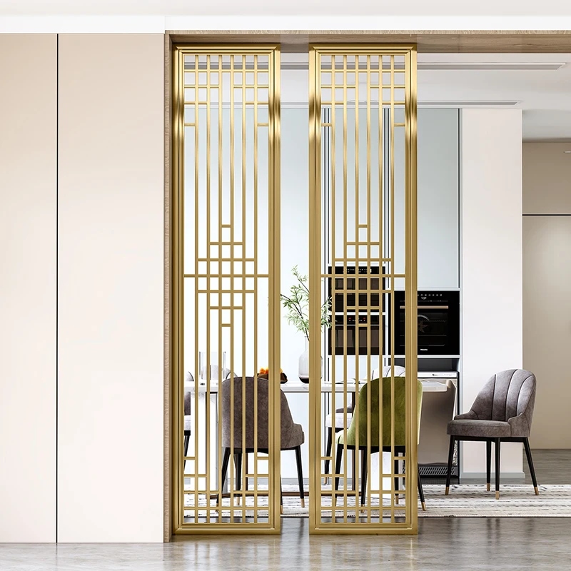 

Modern Nordic high-end luxury stainless steel metal living room bedroom office partition light luxury style porch art
