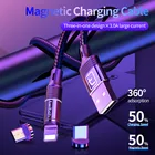 Магнитный кабель для передачи данных 2020, 3 в 1, вращающийся на 360  многоцветный кабель для быстрой зарядки и передачи данных мобильный телефон