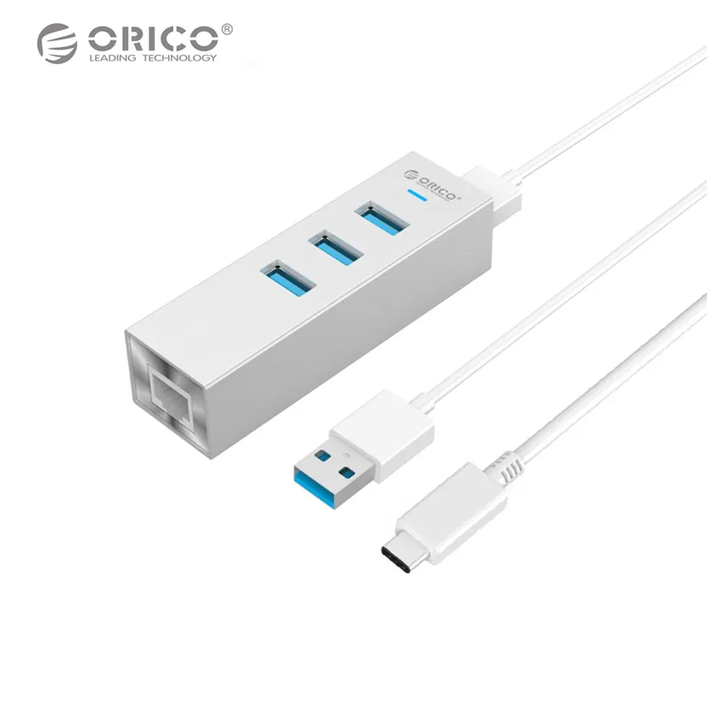 ORICO ASH3L U3 алюминиевый usb хаб высокоскоростной USB3.0 сплиттер с RJ45 порт гигабитный