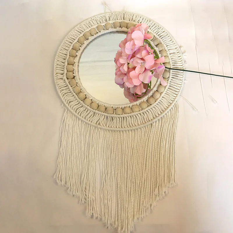 

Hanging Wall Mirror Braided Tassel Mirror Decoration Handmade Home Living Room Braided Mirror decoration maison moderne salon
