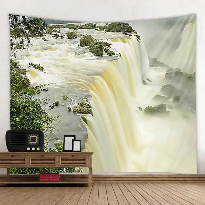 

Creek Waterfall Tapestry Bohemian Wall Hanging Dream Hanging Cloth Mandala Printed Tapestry Living Room Bedroom Home Decor